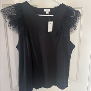 J. Crew Black Ruffle Sleeve Top - New w/ Tags